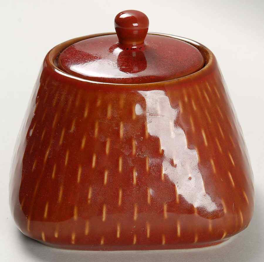Stitch Brick Red Sugar Bowl & Lid by Ruff Hewn-1