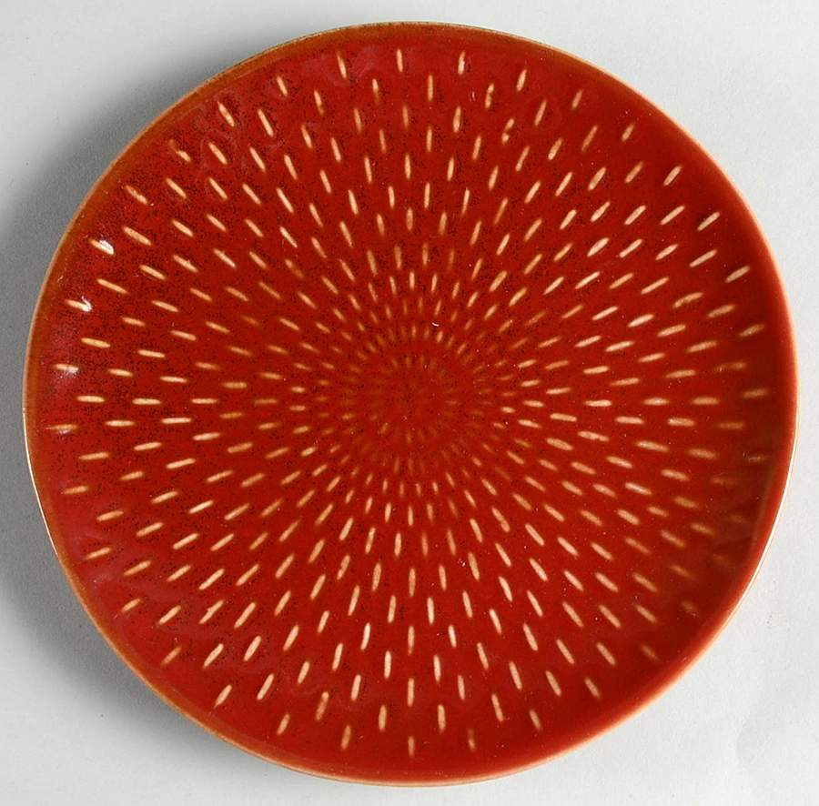 Stitch Brick Red Appetizer Plate by Ruff Hewn-1