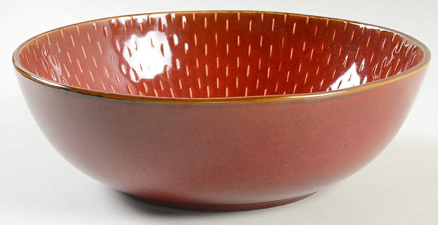 Stitch Brick Red 10" Round Vegetable Bowl by Ruff Hewn-1