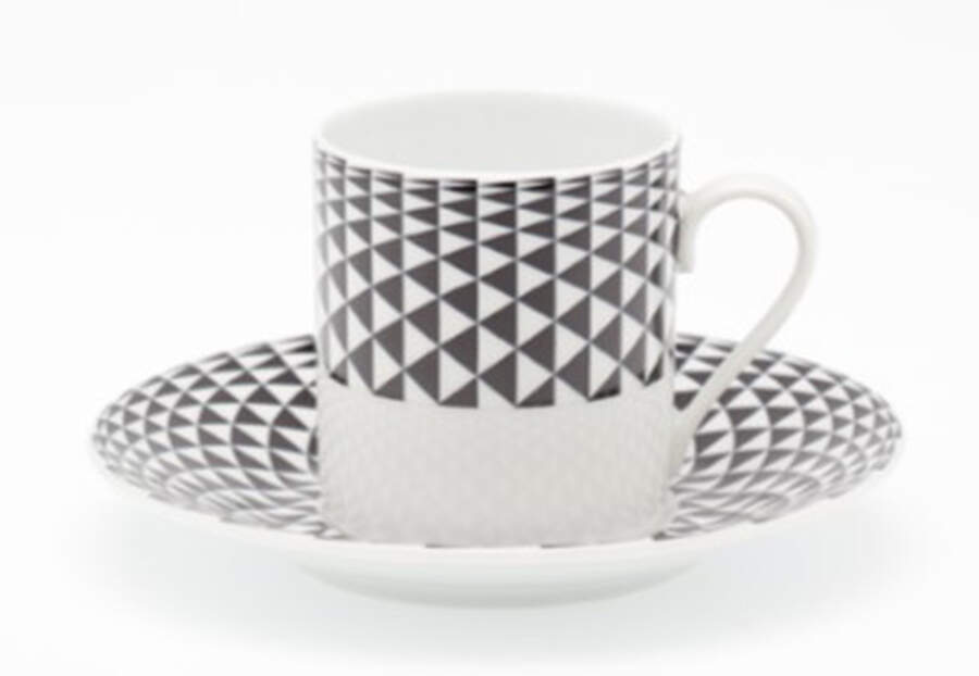 Diamonds Black Flat Demitasse Cup & Saucer Set by Royal Limoges-1