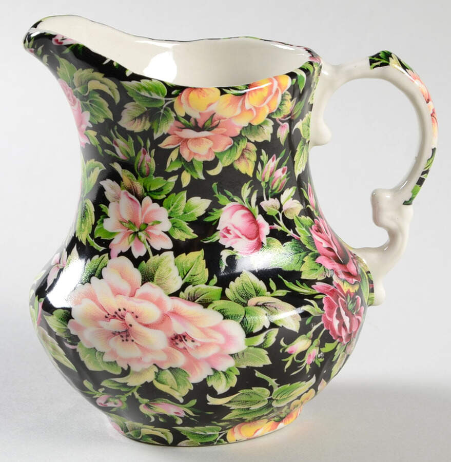 Victorian Chintz Black 8 Oz Pitcher by Royal Crownford-1