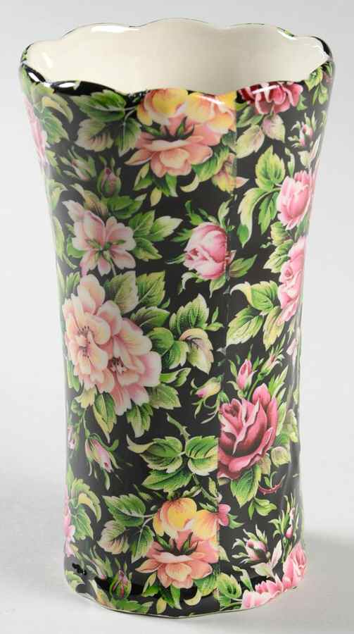 Victorian Chintz Black 5" Vase by Royal Crownford-1