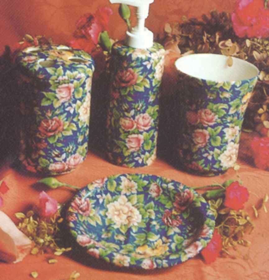 Victorian Chintz Blue Lotion Dispenser by Royal Crownford-1