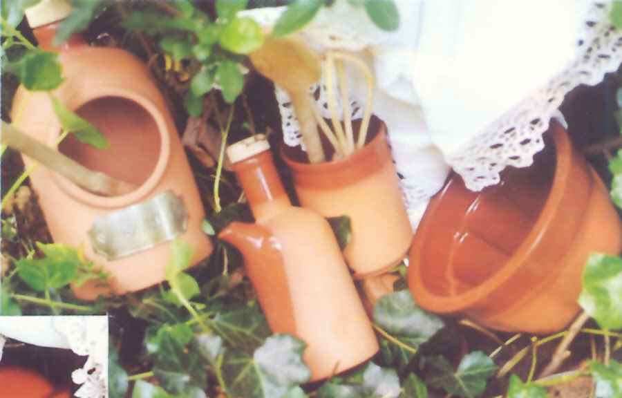 Terra Cotta Oil Or Vinegar Cruet and Stopper by Royal Crownford-1