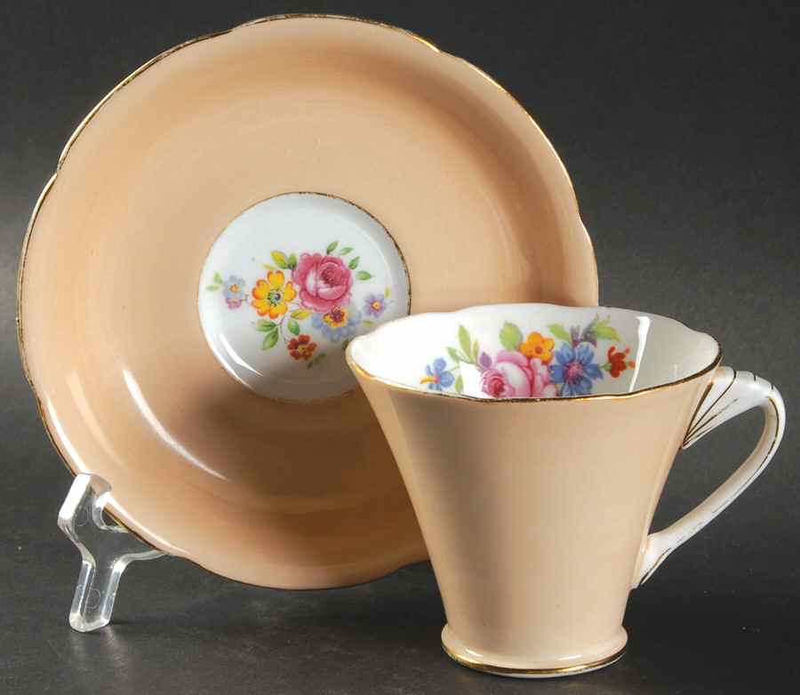 6381 Peach Footed Cup & Saucer Set by Royal Grafton-1
