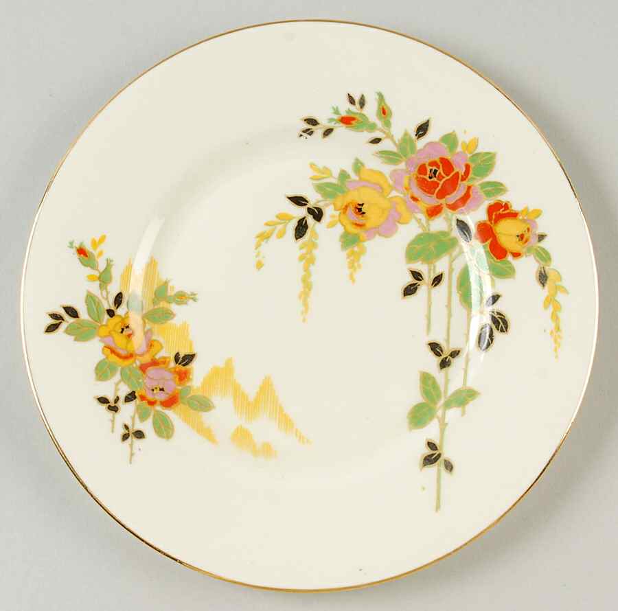 Rosslyn (Roses, Smooth, Gold Trim) Dessert/Pie Plate by Royal Doulton-1