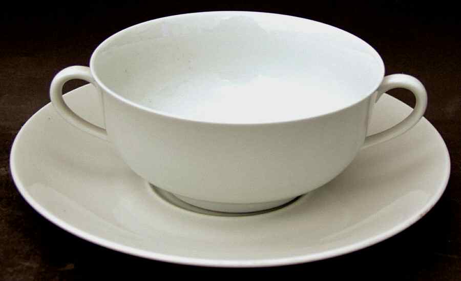 Celadon Footed Cream Soup Bowl & Saucer Set by Raynaud-1