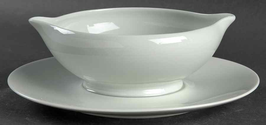 Celadon Gravy Boat with Attached Underplate by Raynaud-1