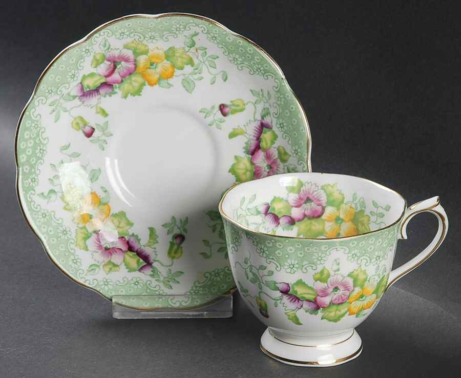 Lovelace Green Footed Cup & Saucer Set by Royal Albert-1