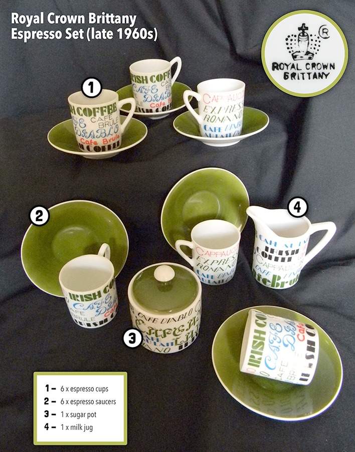 Brittany Flat Demitasse Cup & Saucer Set by Royal Crown (Japan)-1