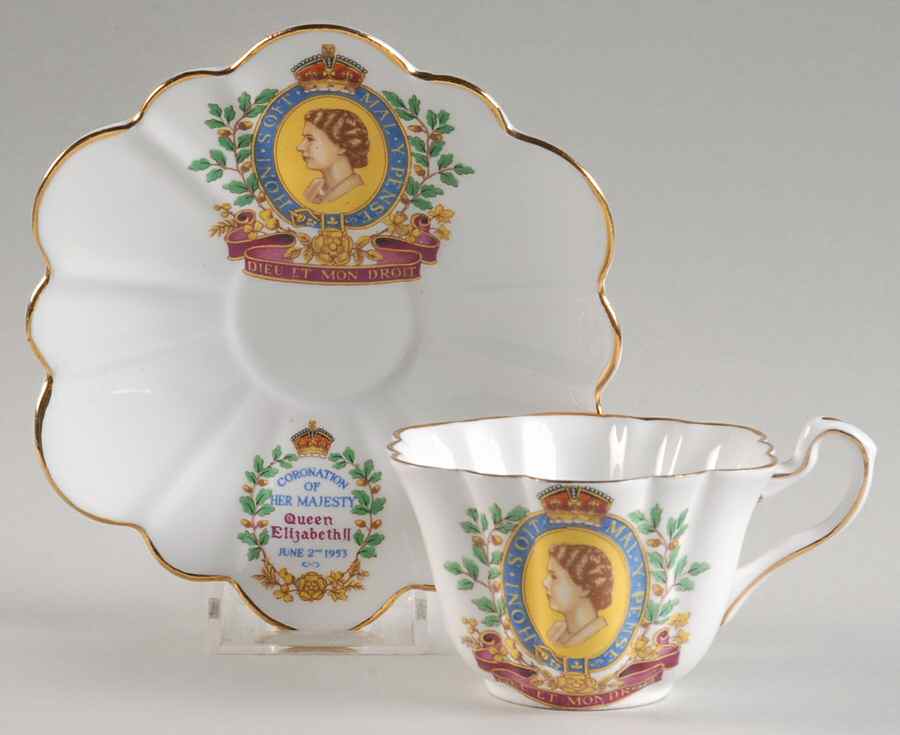 Coronation of Her Majesty Flat Cup & Saucer Set by Rosina-Queens-1