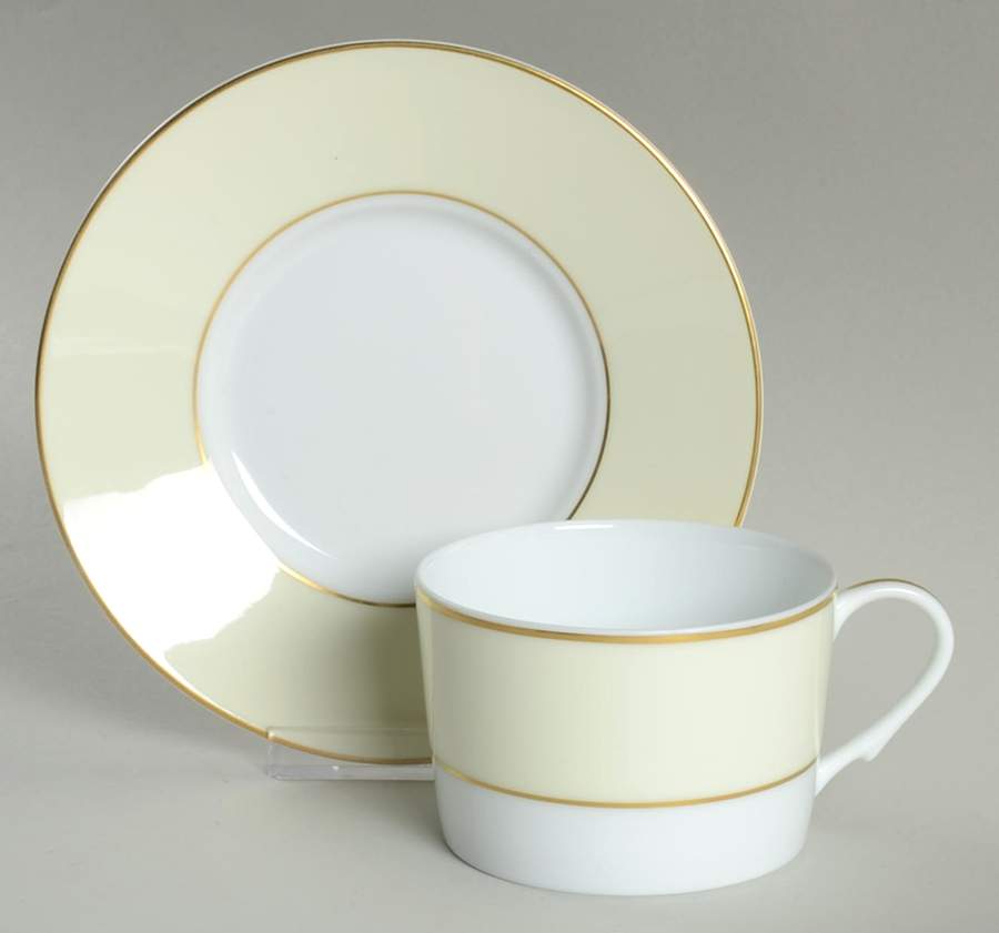 Serenite Pale Yellow Flat Cup & Saucer Set by Raynaud-1
