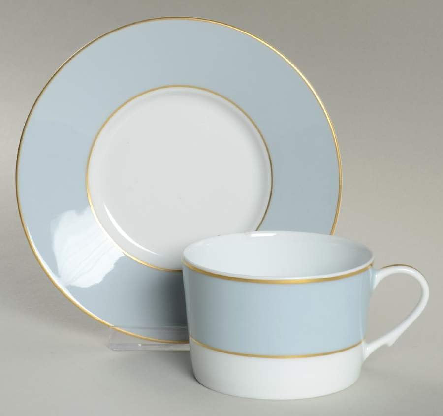 Serenite Fusain Light Blue Flat Cup & Saucer Set by Raynaud-1