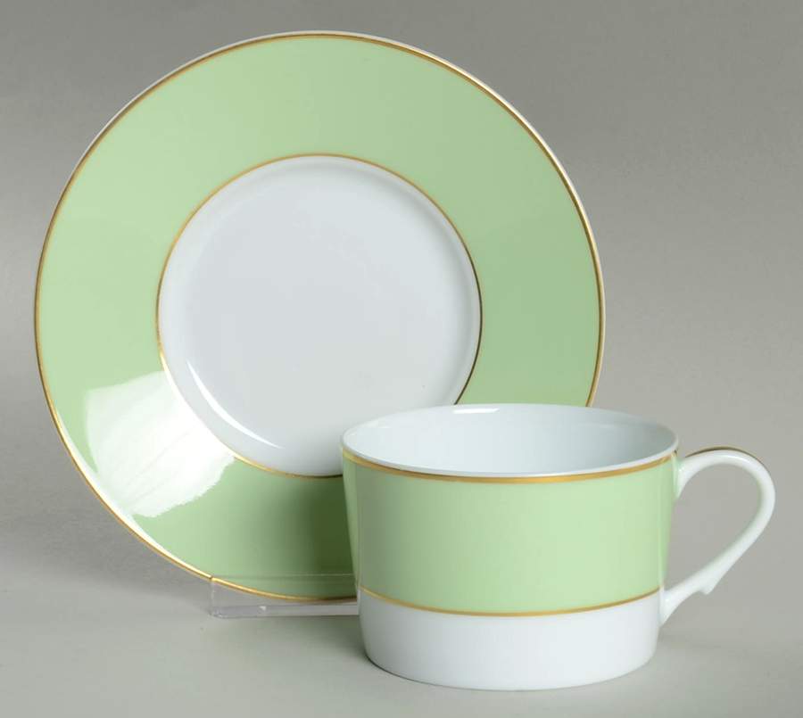 Serenite Light Green Flat Cup & Saucer Set by Raynaud-1