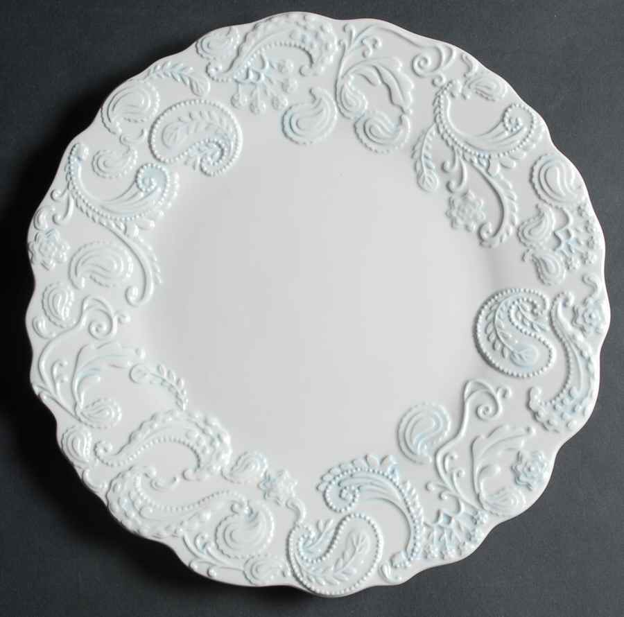 Paisley White and Blue Dinner Plate by Roscher & Co-1