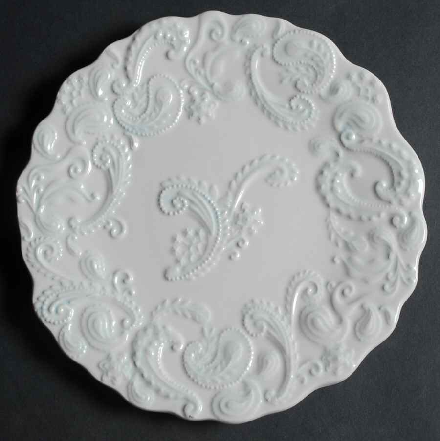 Paisley White and Blue Salad Plate by Roscher & Co-1