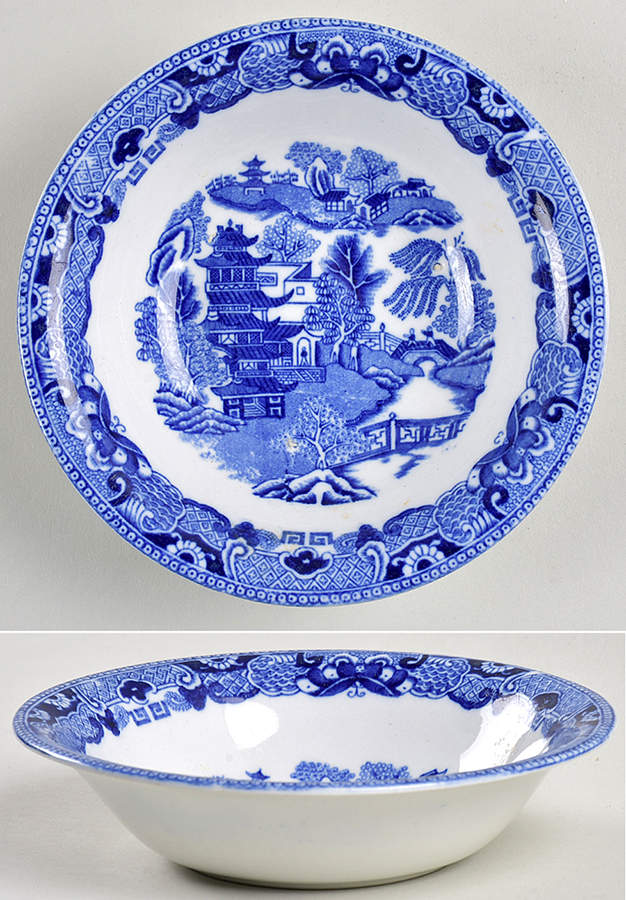 Willow Blue (No Birds, Diamond Stamp) Coupe Cereal Bowl by Ridgway (Ridgways)-1