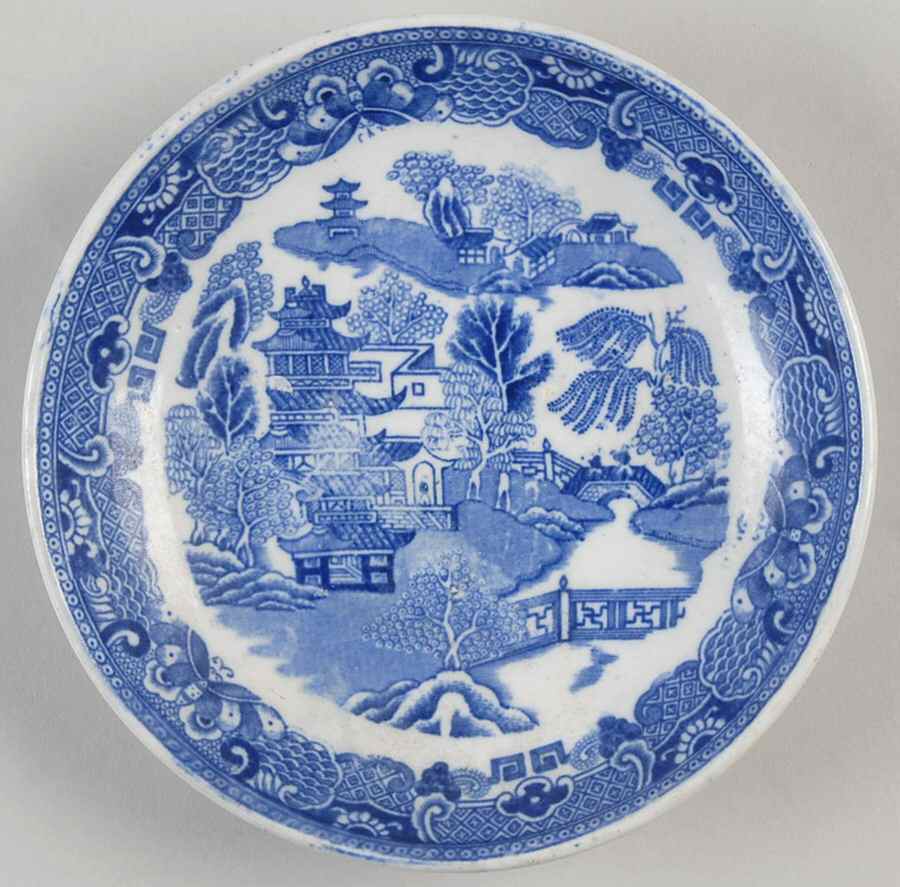 Willow Blue (No Birds, Diamond Stamp) Saucer for Flat Cup by Ridgway (Ridgways)-1