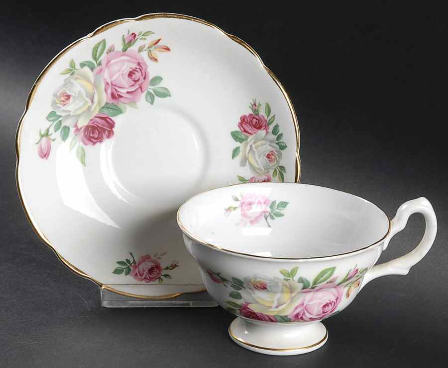 June Rose Footed Cup & Saucer Set by Regency-1