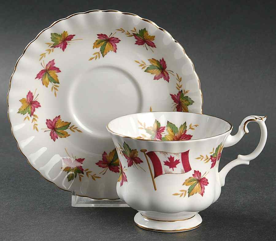Canada (Canadian Emblems) Footed Cup & Saucer Set by Royal Albert-1