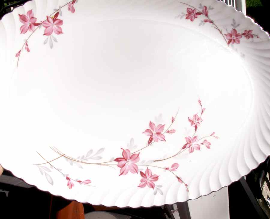 Fantasy (Platinum Trim) 12" Oval Serving Platter by Royal Tettau-1