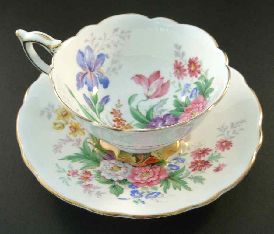 Floralia Footed Cup & Saucer Set by Royal Stafford-1