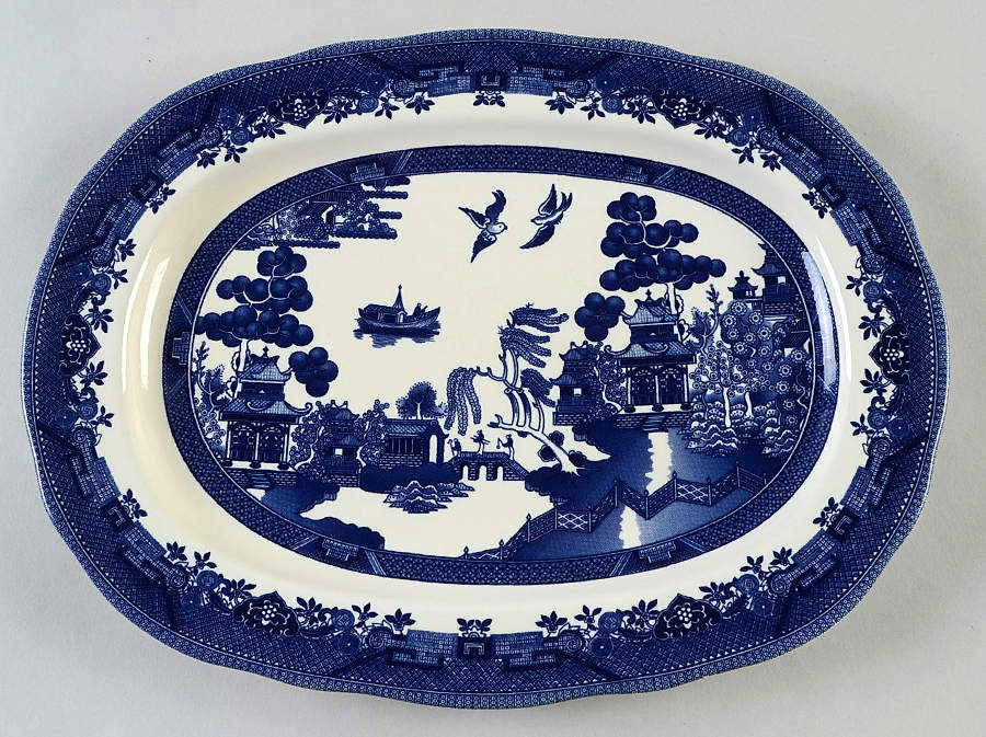 Blue Willow 12" Oval Serving Platter by Royal Traditions-1