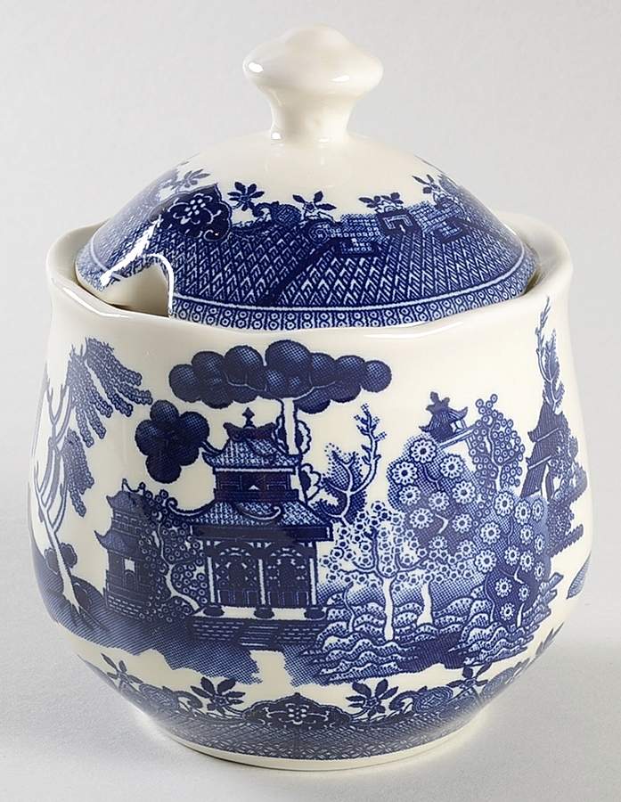 Blue Willow Sugar Bowl & Lid by Royal Traditions-1