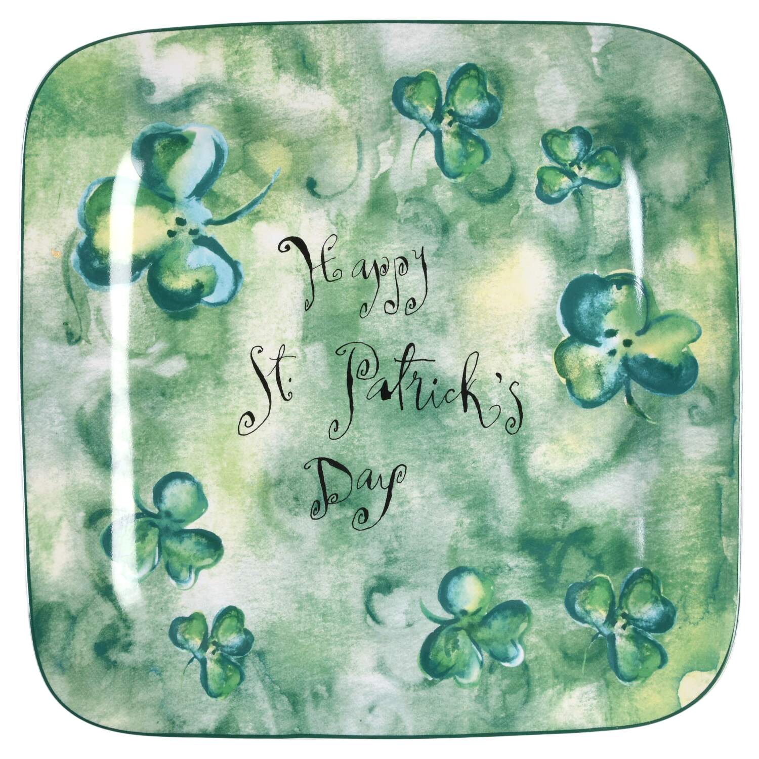 Happy St. Patrick's Day Square Dinner Plate by Rosanna-1