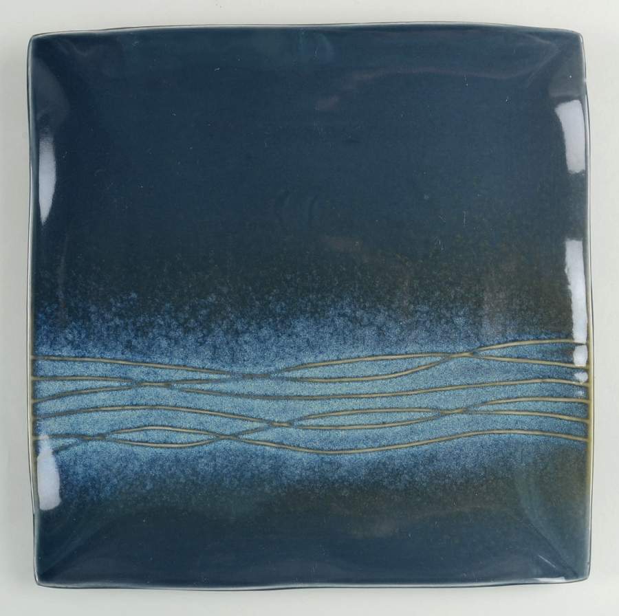 Wavy Sky Blue Dinner Plate by Red Vanilla-1