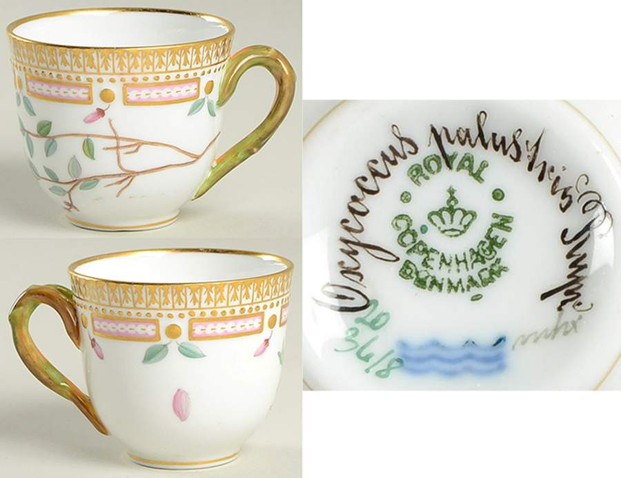 Flora Danica (1790 To 1960) Flat Demitasse Cup-Oxycoccus Palustris by Royal Copenhagen-1