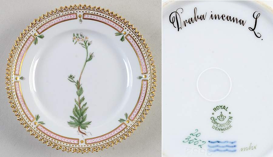 Flora Danica (1790 To 1960) Bread & Butter Plate-Draba incana L by Royal Copenhagen-1