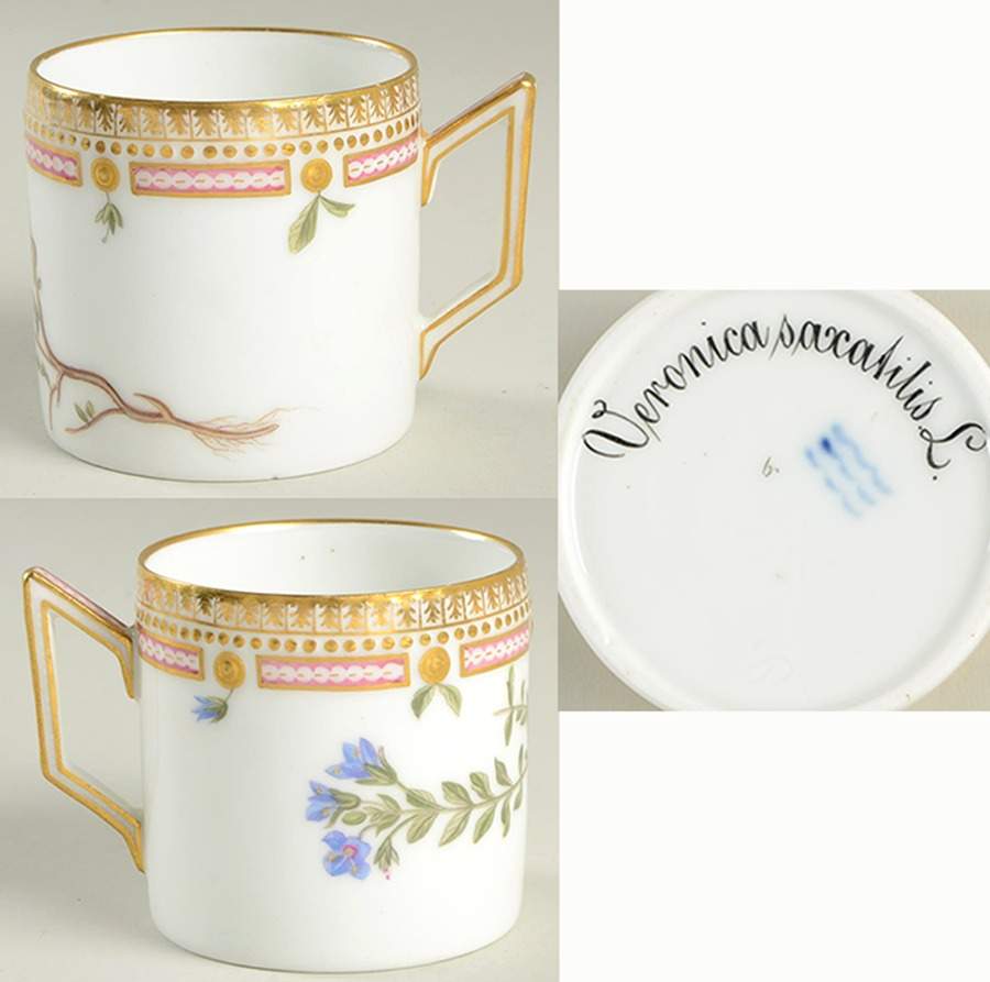 Flora Danica (1790 To 1960) Chocolate Cup-Veronica saxatilis L. by Royal Copenhagen-1