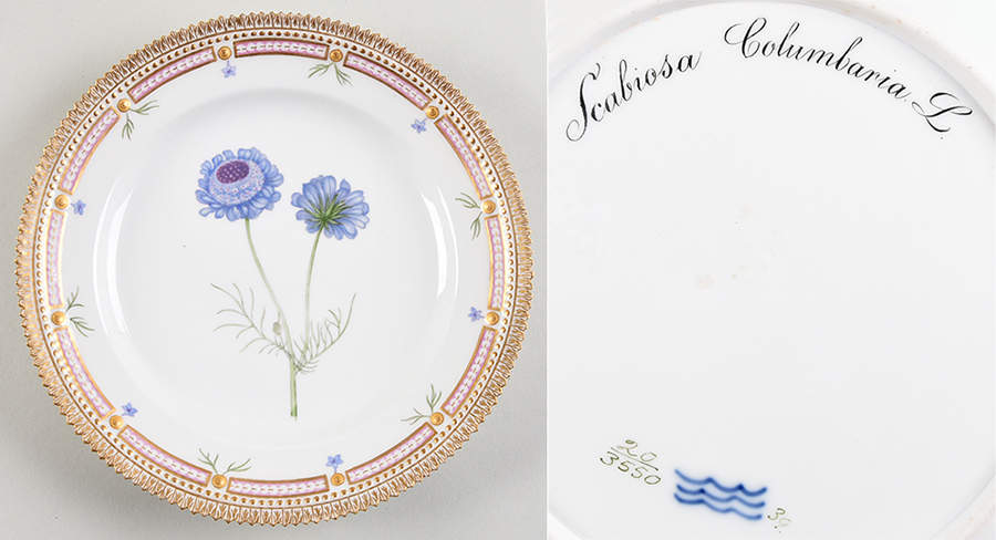 Flora Danica (1790 To 1960) Luncheon Plate Scabiosa Columbaria L. by Royal Copenhagen-1