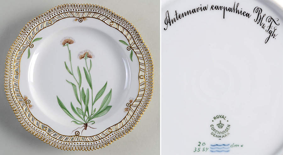 Flora Danica (1790 To 1960) 9" Pierced Luncheon Plate/Fruit Std-Antennaria car by Royal Copenhagen-1