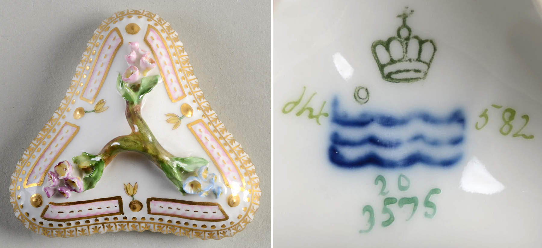 Flora Danica (1790 To 1960) Lid for Triangular Custard Cup-No Decal by Royal Copenhagen-1