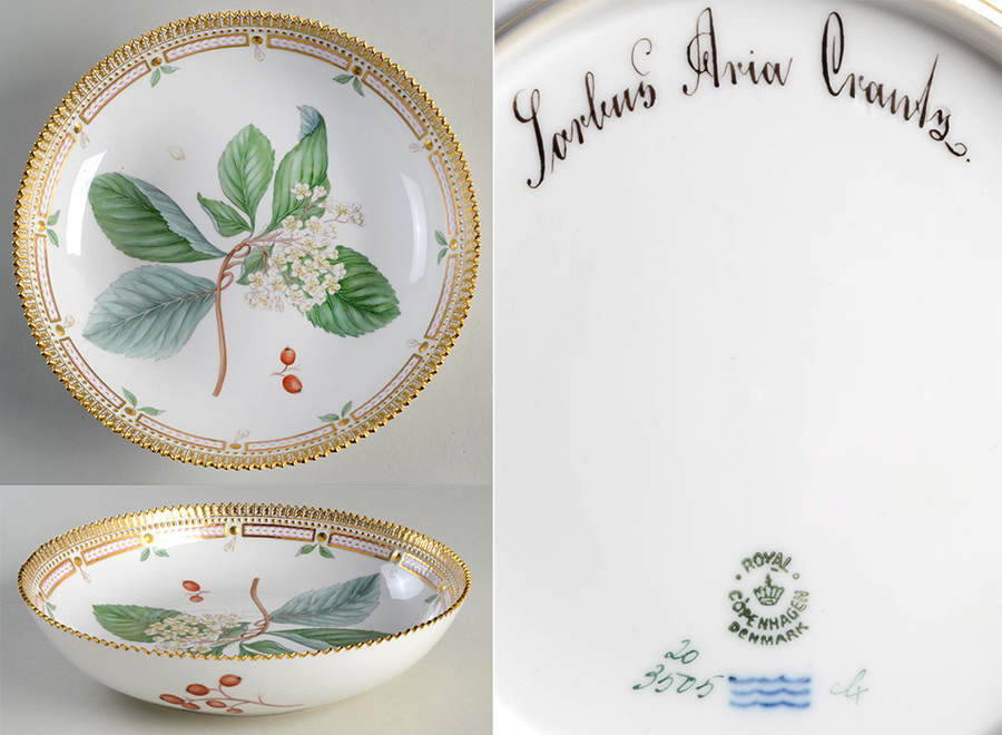 Flora Danica (1790 To 1960) 10" Salad Serving Bowl-Sorbus Aria Crants by Royal Copenhagen-1