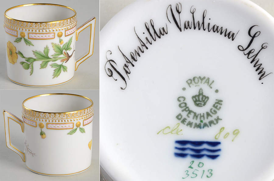 Flora Danica (1790 To 1960) Chocolate Cup-Potentilla valdiassa Lelim by Royal Copenhagen-1