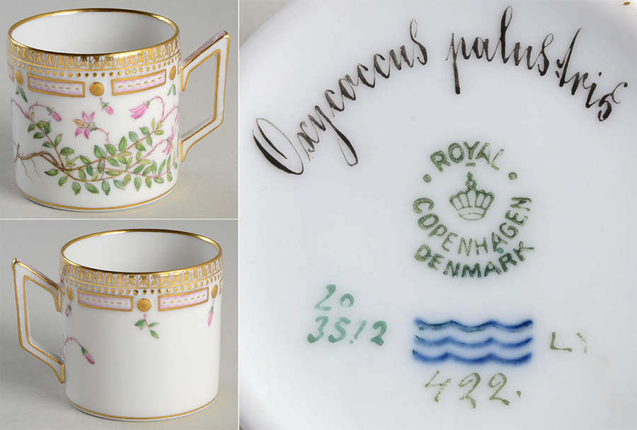 Flora Danica (1790 To 1960) Chocolate Cup-Oxycoecus palustris by Royal Copenhagen-1