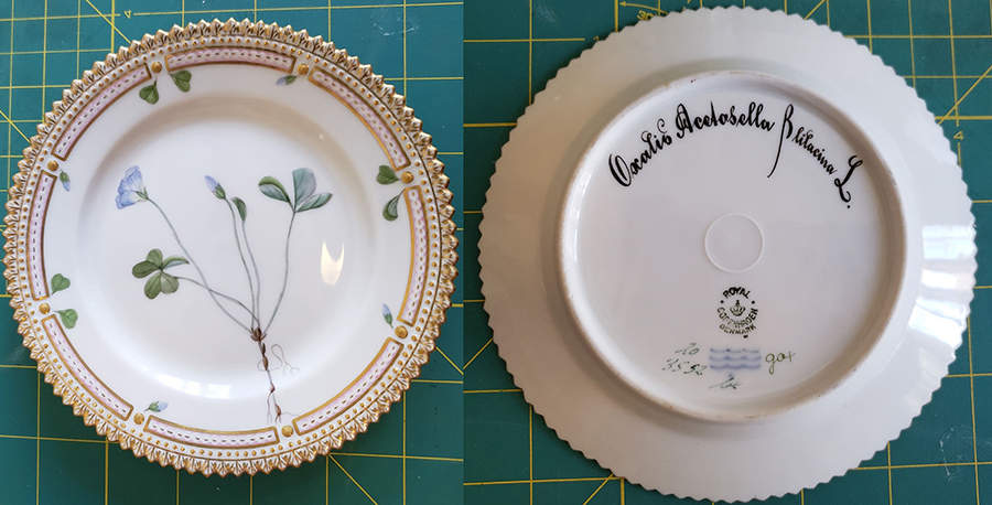 Flora Danica (1790 To 1960) Bread & Butter Plate-Oxalis Acetosella Blilacina L by Royal Copenhagen-1