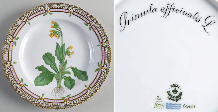Flora Danica (1790 To 1960) Dinner Plate-Primula officinatis L. by Royal Copenhagen-1