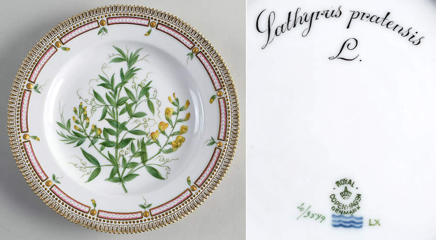 Flora Danica (1790 To 1960) Dinner Plate-Lathyrus pratensis L by Royal Copenhagen-1