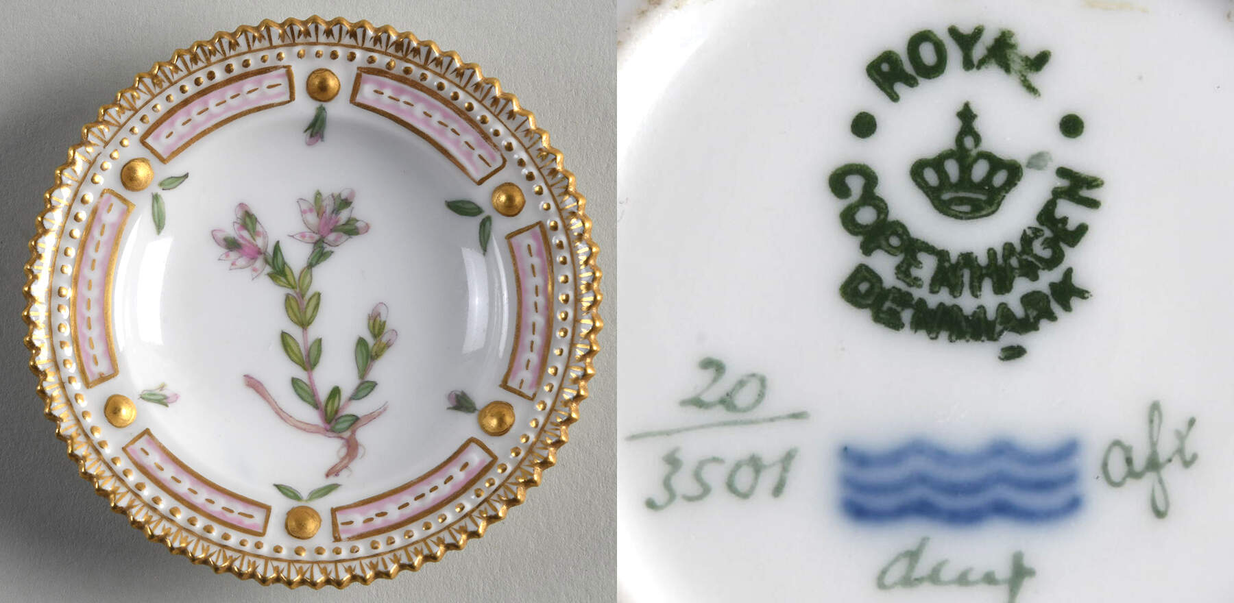Flora Danica (1790 To 1960) Butter Pat by Royal Copenhagen-1