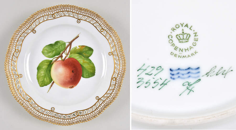 Flora Danica (1790 To 1960) 9" Pierced Luncheon Plate/Fruit Stand-Apple by Royal Copenhagen-1