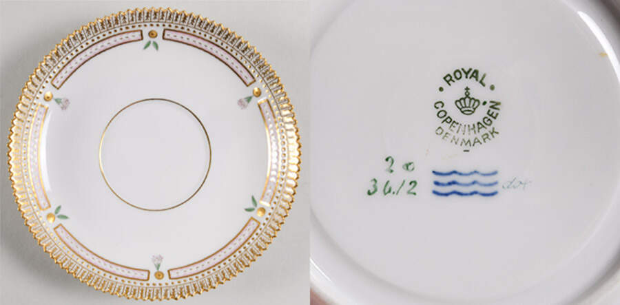 Flora Danica (1790 To 1960) Saucer for 3612 Flat Cream Soup Bowl No Decal by Royal Copenhagen-1