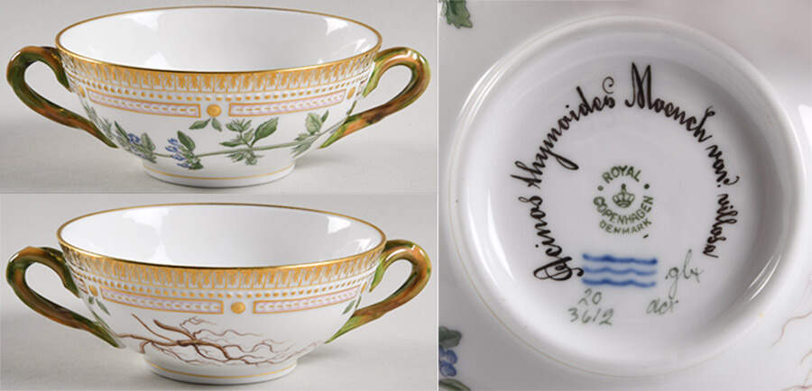 Flora Danica (1790 To 1960) Flat Cream Soup Bowl-Acinos thymoides Moench var v by Royal Copenhagen-1