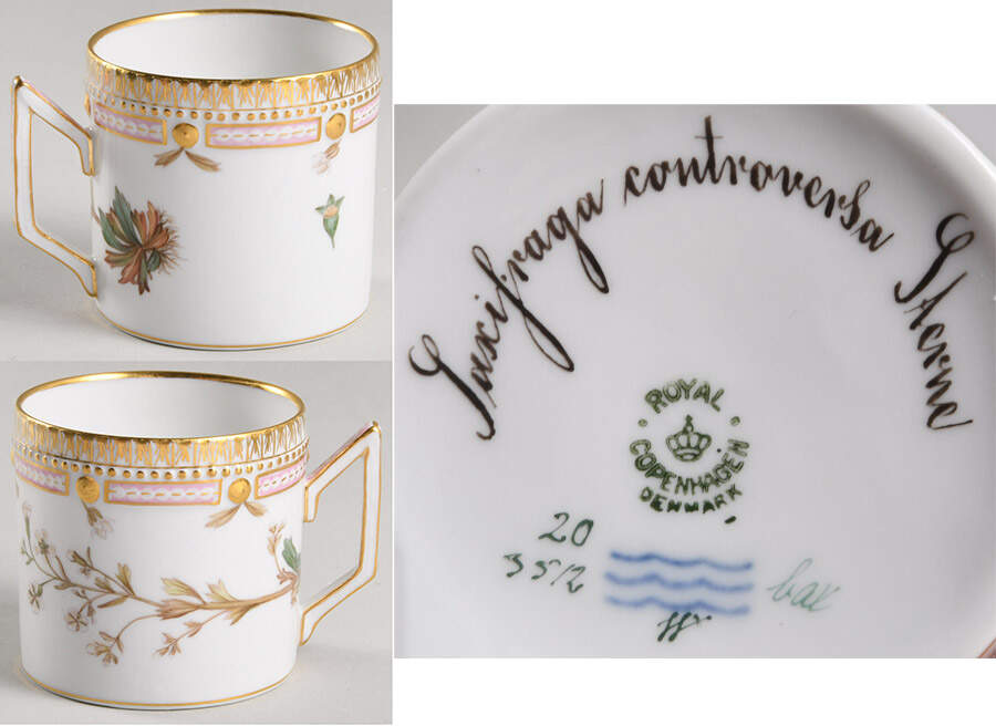 Flora Danica (1790 To 1960) Chocolate Cup-Saxifraga controversa Sterne by Royal Copenhagen-1