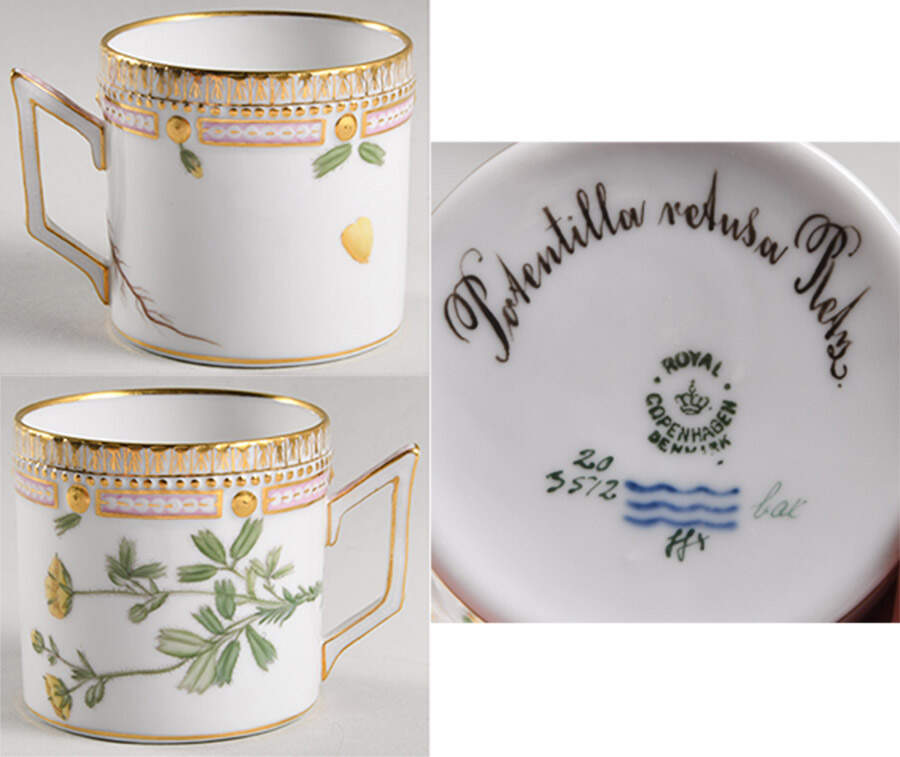 Flora Danica (1790 To 1960) Chocolate Cup-Potentilla retusa Retz. by Royal Copenhagen-1