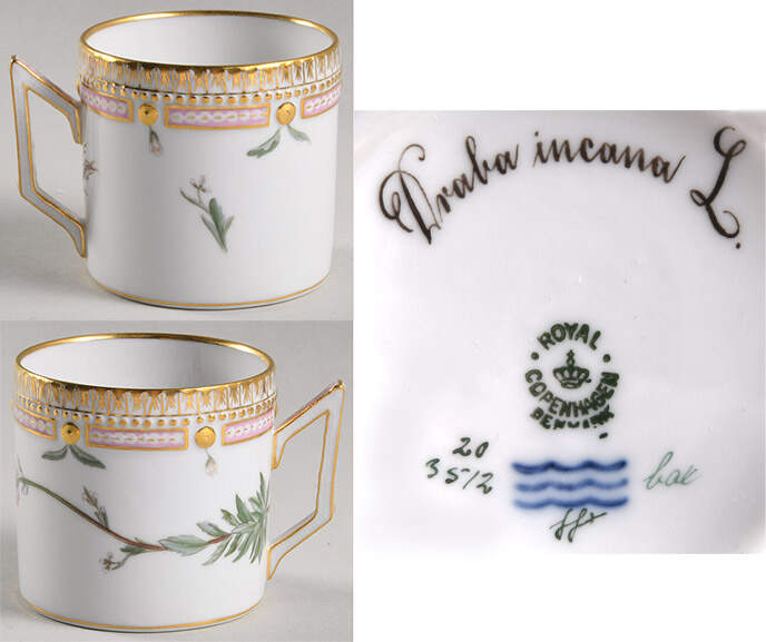 Flora Danica (1790 To 1960) Chocolate Cup-Draba incana L. by Royal Copenhagen-1
