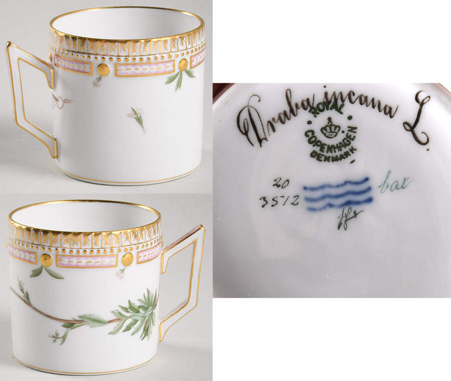 Flora Danica (1790 To 1960) Chocolate Cup-Draba incana L. by Royal Copenhagen-1